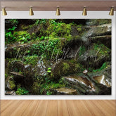 Lofaris Lush Green Moss Rock Natural Scenery Backdrop Textured Forest Photography Background for Studio Photoshoot