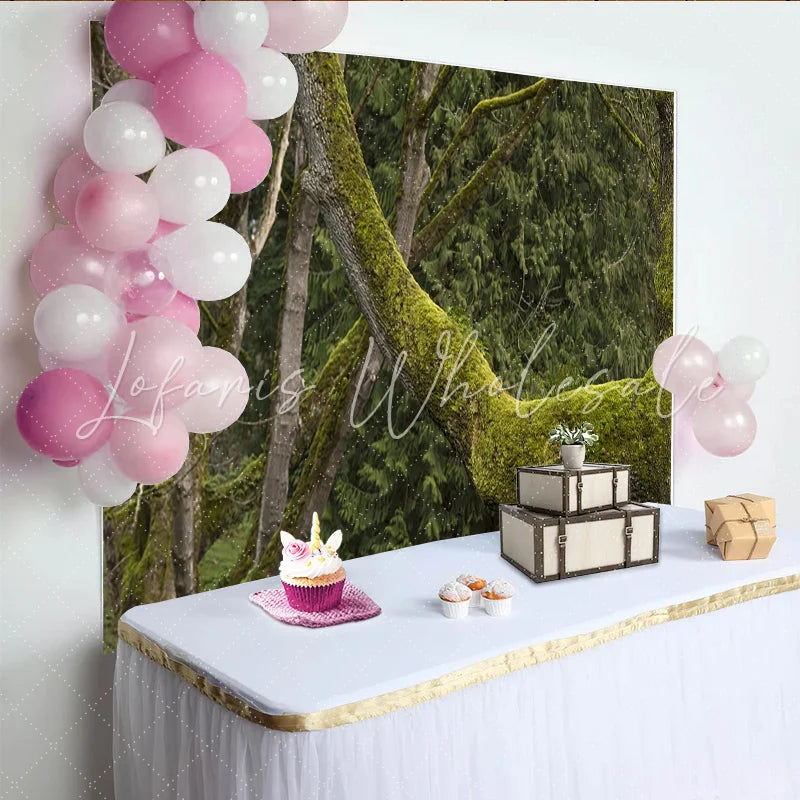 Lofaris Lush Green Mossy Forest Photography Backdrop Ancient Tree Branches and Natural Woodland Background for Studio Photoshoots