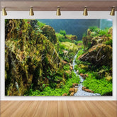 Lofaris Lush Green Mossy Rocks Natural Scenery Photography Backdrop Detailed Aquascape Background for Studio Photoshoots