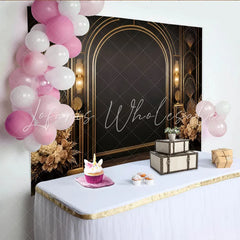 Lofaris Luxurious Black and Gold Art Deco Arch Photography Backdrop Elegant Studio Background for Professional Portrait and Event Decor