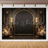 Lofaris Luxurious Black and Gold Art Deco Arch Photography Backdrop Elegant Studio Background for Professional Portrait and Event Decor