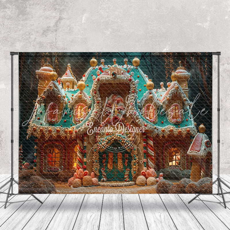 Lofaris Luxurious Candy Gingerbread House Christmas Backdrop