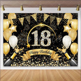 Lofaris Luxury 18th Birthday Backdrop with Champagne Diamond Numbers and Gold Bunting Background Party Decor