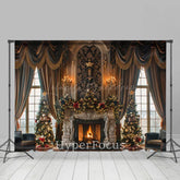 Lofaris Luxury Curtain Candle Fireplace Christmas Backdrop