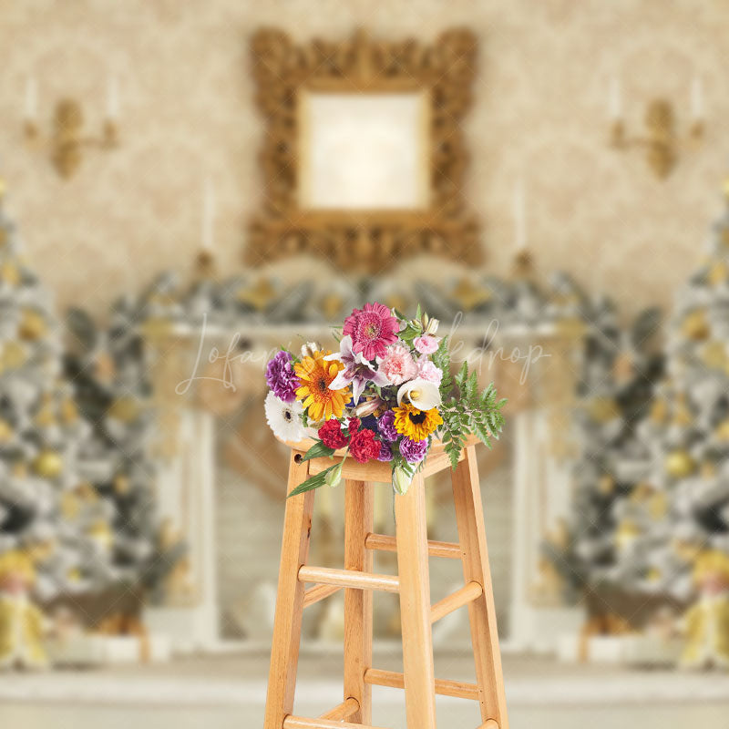 Lofaris Luxury Retro Palace Wall Trees Christmas Backdrop