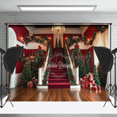 Lofaris Luxury Staircase Xmas Tree Gift Christmas Backdrop