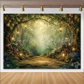 Lofaris Magical Lanterns Enchanted Forest Photography Backdrop Lush Greenery and Fairy Tale Studio Background for Portrait Photoshoot