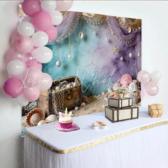 Lofaris Magical Underwater Treasure Photography Backdrop with Seashells Pearls Fantasy Ocean Background for Kids Birthday Party