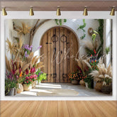 Lofaris Mediterranean Garden Door Photography Backdrop Boho Villa Entrance Photo Background