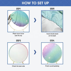 Lofaris Merry Christmas Round Backdrop Blue Snowflake Gift Box Silver Ribbon Jingle Bells Holiday Party Decor