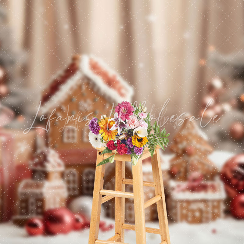 Lofaris Mini Gingerbread House Gift Snowy Christmas Backdrop