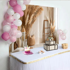 Lofaris Minimalist Boho Interior Backdrop Pampa Grass Vases and Rustic Decor for Portrait Studio