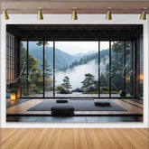 Lofaris Misty Mountain Japanese Garden Photography Backdrop with Serene Nature View Studio Background for Portrait Photoshoot