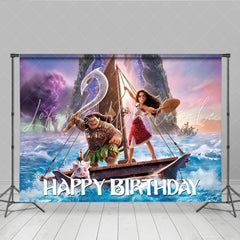 Lofaris Moana Happy Birthday Backdrop Disney Inspired Ocean Adventure with Maui Polynesian Princess Party Photo Prop