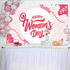 Lofaris Modern Women Day Red Floral Circle Backdrop International Woman Party Decor