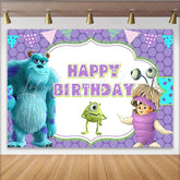 Lofaris Monsters Inc Inspired Happy Birthday Backdrop Sulley Mike and Boo Party Decor Disney Pixar Cartoon Movie Theme