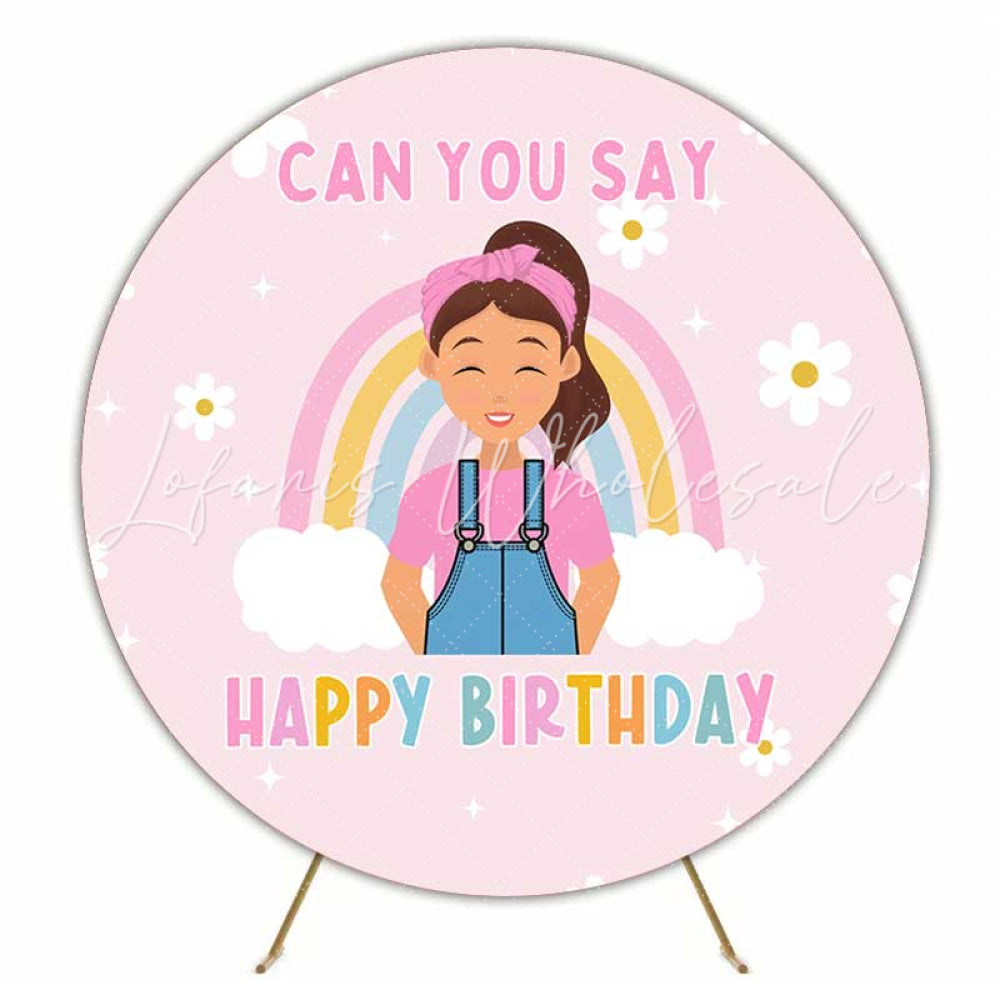 Lofaris Ms. Rachel Inspired Happy Birthday Round Backdrop Can You Say Birthday Toddler and Kids YouTube Themed Decor