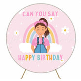 Lofaris Ms. Rachel Inspired Happy Birthday Round Backdrop Can You Say Birthday Toddler and Kids YouTube Themed Decor
