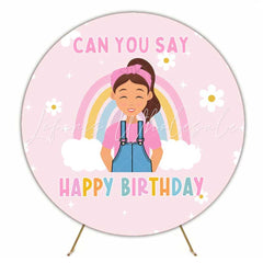 Lofaris Ms. Rachel Inspired Happy Birthday Round Backdrop Can You Say Birthday Toddler and Kids YouTube Themed Decor