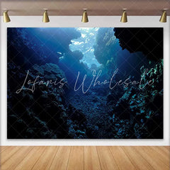 Lofaris Mysterious Deep Blue Underwater Cave Natural Scenery Backdrop Serene Coral Reef for Aquatic Party