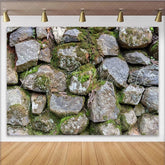 Lofaris Natural Mossy Stone Wall Photography Backdrop with Rustic Texture Weathered Rock Background for Studio Portrait Photoshoot