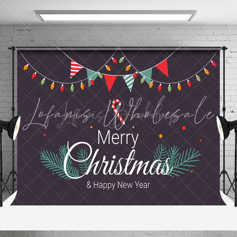Lofaris Navy Blue Colorful Flags Merry Christmas Backdrop