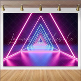 Lofaris Neon Geometric Abstract Photography Backdrop with Glowing Pink and Blue Triangles Futuristic Studio Background for Party Decor