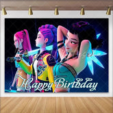 Lofaris Neon K-pop Girl Group Birthday Backdrop Cyberpunk Music Idol Photography Background