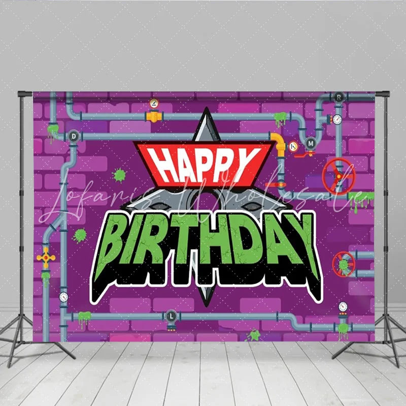Lofaris Ninja Hero Sewer Birthday Backdrop Green Slime Pipe City Mutants Party Decoration Cartoon Action Warrior Photo Background