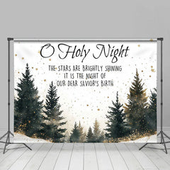 Lofaris O Holy Night Forest Gold Stars Christmas Backdrop