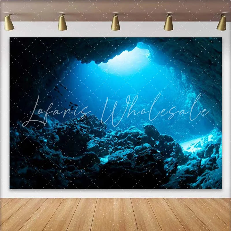 Lofaris Ocean Underwater Cave Landscape Backdrop Deep Sea Fish Marine Party Decorations Photography Background