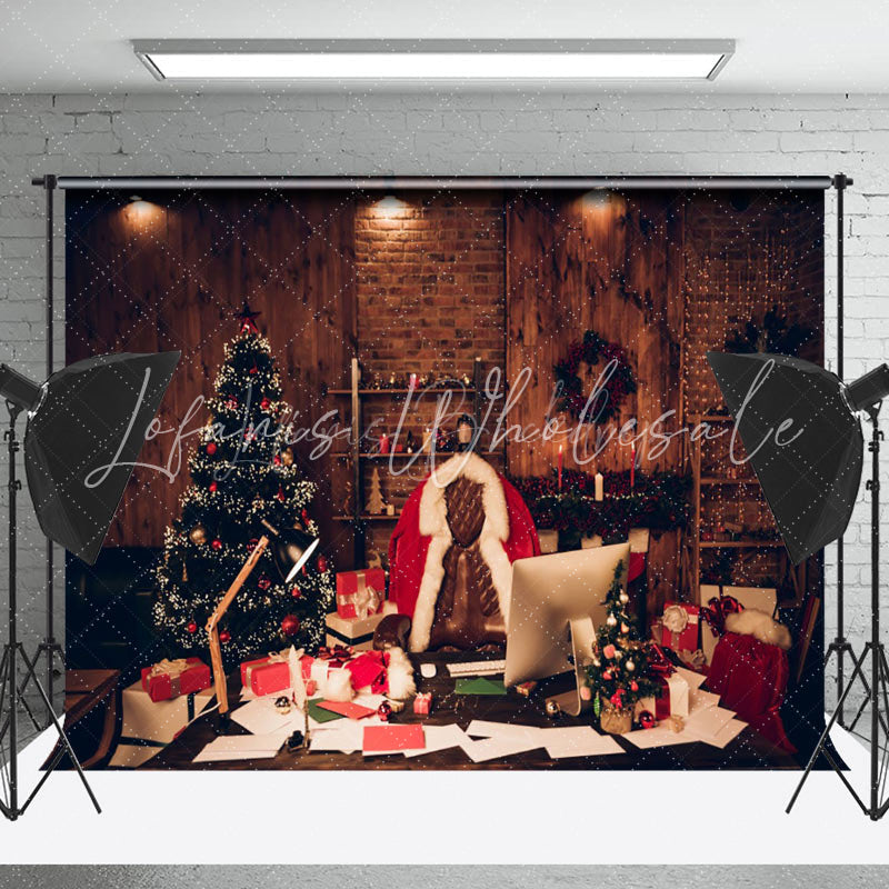 Lofaris Office Desk In Dim Interior Christmas Photo Backdrop