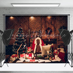 Lofaris Office Desk In Dim Interior Christmas Photo Backdrop