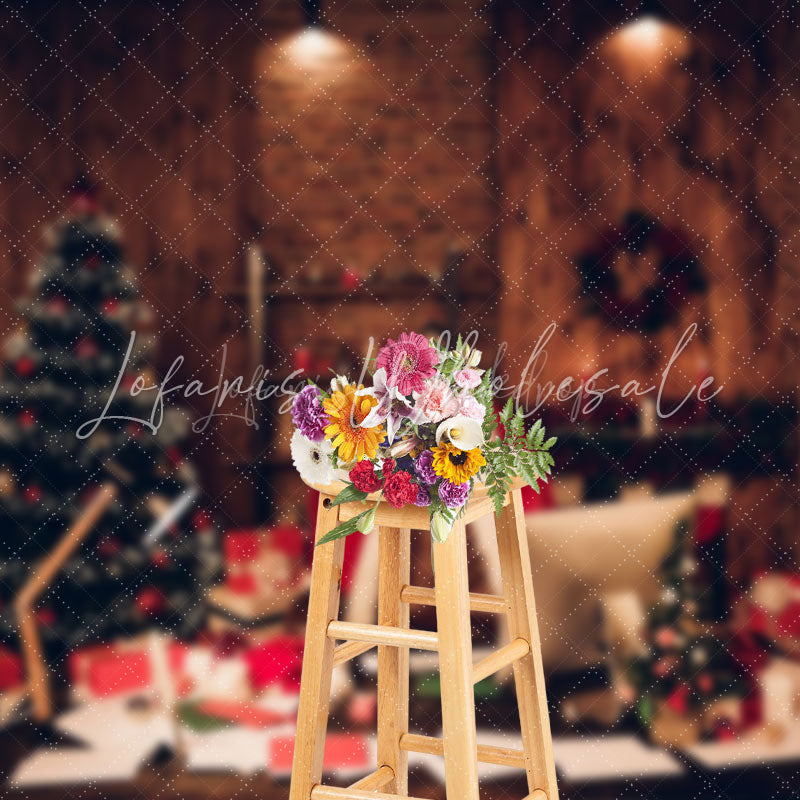 Lofaris Office Desk In Dim Interior Christmas Photo Backdrop