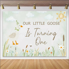 Lofaris Our Little Goose Is Turning One Watercolor Birthday Backdrop Whimsical First Birthday Party Decor