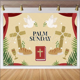 Lofaris Palm Sunday Celebration Party Backdrop with Doves Crosses Bread and Chalice for Religious Events