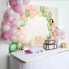Lofaris Pastel Balloon Arch Photography Backdrop with Flowers Elegant Floral Background for Studio Portrait