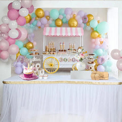 Lofaris Pastel Balloon Dessert Cart Birthday Backdrop for Girls Colorful Donut Party Decor for Studio Photography