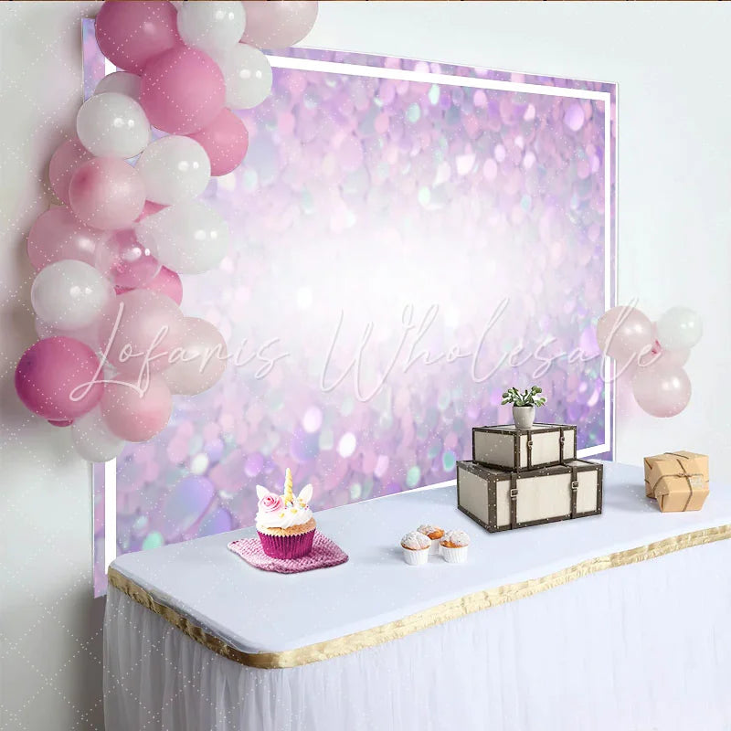 Lofaris Pastel Confetti Frame Backdrop Purple and Pink Soft Texture Photography Background