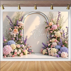 Lofaris Pastel Floral Arch Photography Backdrop with Roses and Hydrangeas Elegant Studio Background for Wedding and Portrait Photoshoots