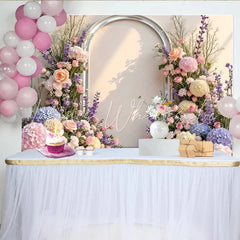 Lofaris Pastel Floral Arch Photography Backdrop with Roses and Hydrangeas Elegant Studio Background for Wedding and Portrait Photoshoots