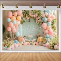 Lofaris Pastel Floral Baby Shower Backdrop with Pink and Blue Balloons and Greenery Elegant Party Decor for Studio Photoshoot