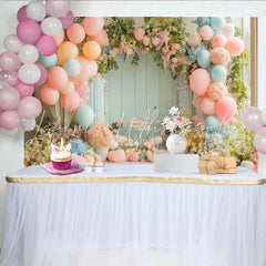 Lofaris Pastel Floral Baby Shower Backdrop with Pink and Blue Balloons and Greenery Elegant Party Decor for Studio Photoshoot