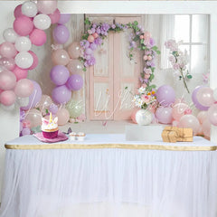Lofaris Pastel Floral Door Photography Backdrop with Balloons Dreamy Studio Background for Spring Portrait Photoshoot