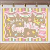 Lofaris Pastel Girl Birthday Backdrop with Cake Crown and Magic Wand Cute Party Background for Photoshoot and Room Decoration.