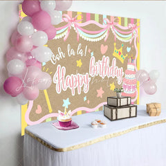 Lofaris Pastel Girl Birthday Backdrop with Cake Crown and Magic Wand Cute Party Background for Photoshoot and Room Decoration.