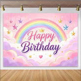 Lofaris Pastel Rainbow Princess Birthday Backdrop for Girls Dreamy Clouds and Stars Photography Background
