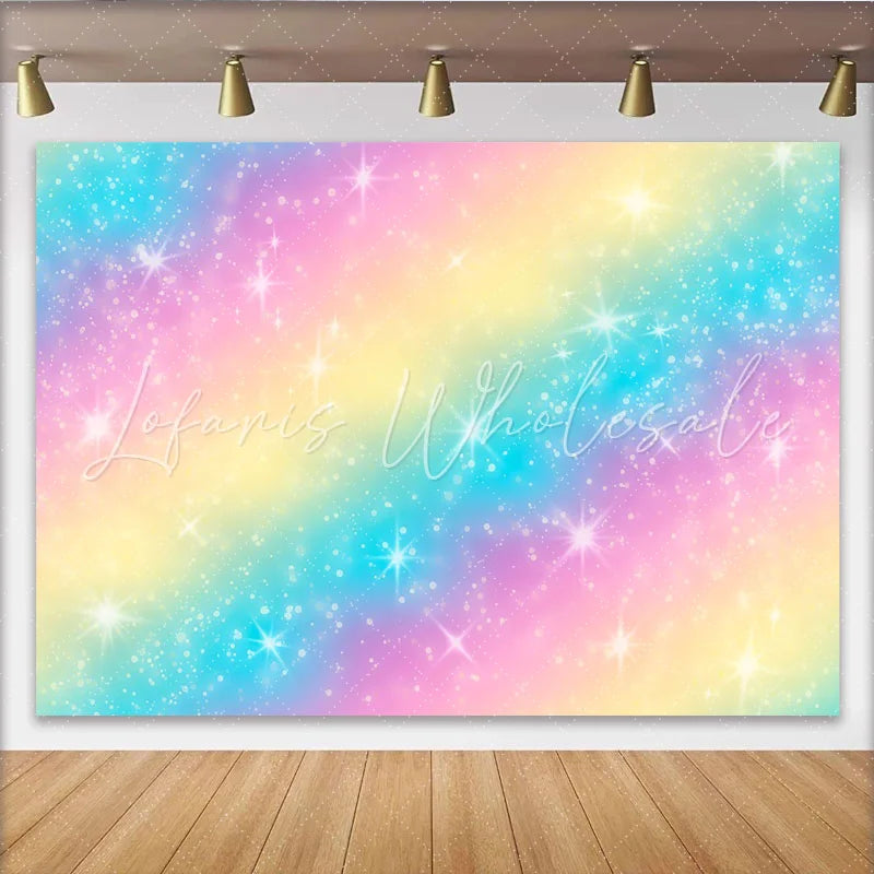 Lofaris Pastel Rainbow Star Backdrop Magic Galaxy Birthday Cake Smash Background