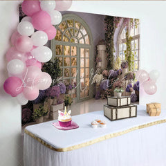 Lofaris Pastellfarbener Blumen-Bogenfenster-Fotohintergrund für Frühlingspartys und Hochzeiten elegante Fotokulisse
