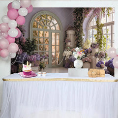 Lofaris Pastellfarbener Blumen-Bogenfenster-Fotohintergrund für Frühlingspartys und Hochzeiten elegante Fotokulisse
